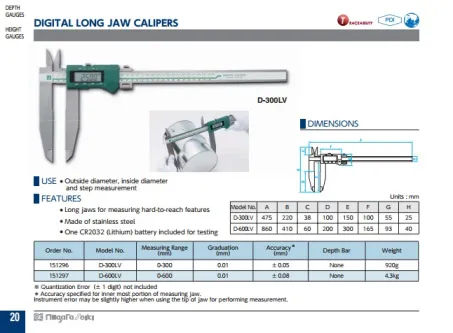 Digital Long Jaw Calipers (D-LV Series) 2