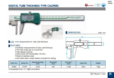 Digital Tube Thickness Calipers (D-150T) 2