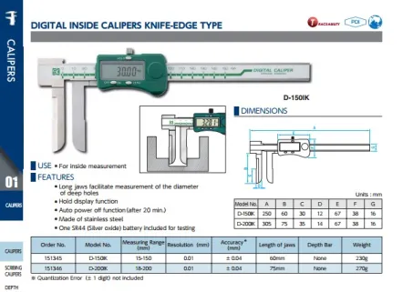 Digital Inside Calipers Knife-Edge (D-K Series) 2