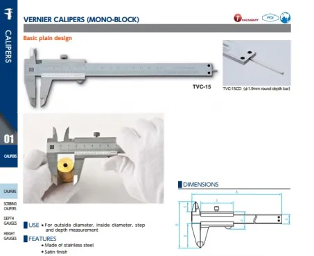 Vernier Calipers (Mono-Block)(TVC Series) 2