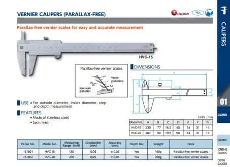 Vernier Calipers (Parallax-Free)(HVC Series) 2