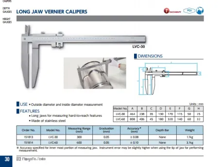 Long Jaw Vernier Calipers (LVC Series) 2