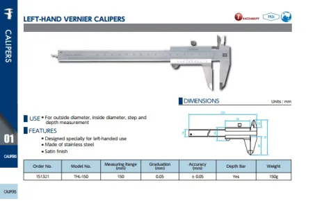 Left Hand Vernier Calipers (THL-150) 2