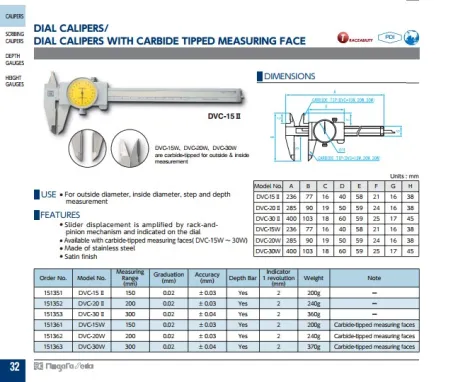 Dial Calipers (opt. w/ Carbide Tipped Meas. Face)(DVC Series) 2