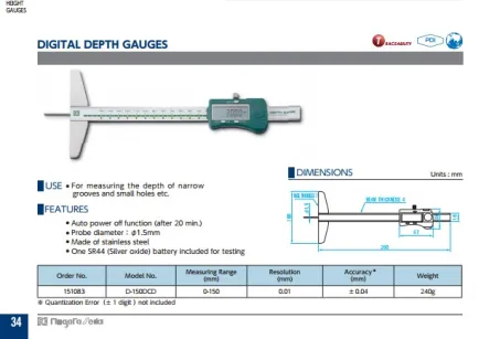 Digital Depth Gauges (D-150DCD) 2