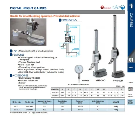 Digital Height Gauges (VHS-D Series) 3