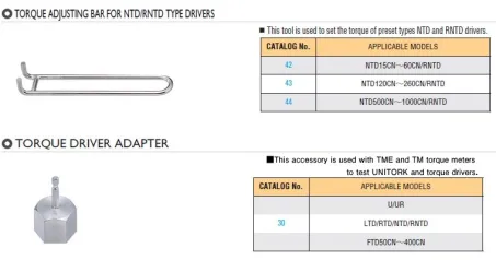 Special Tools for Torque Driver 3